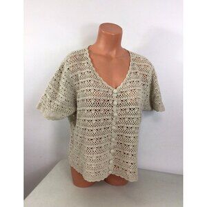 Laura Scott Crochet Cardigan Sweater Y2K Womens 1X